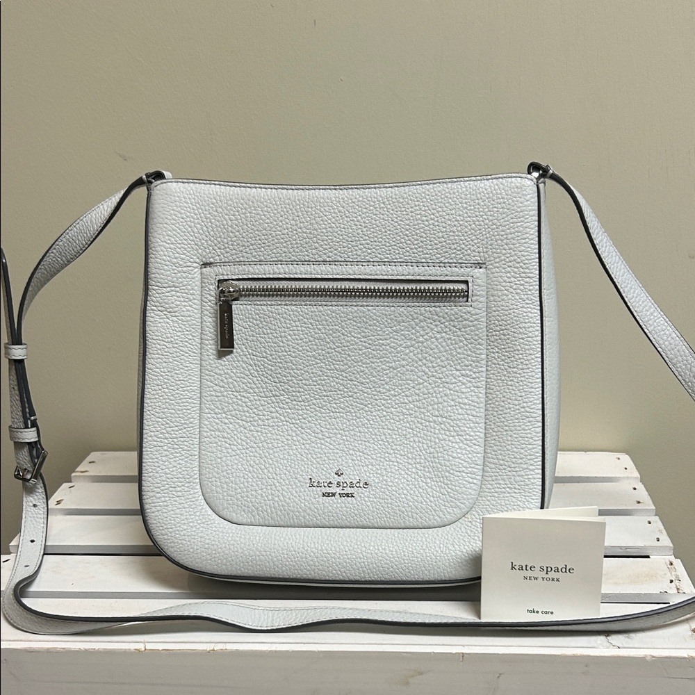 Kate Spade Leila Jackson Top Zip Crossbody Messenger Bag White Leather